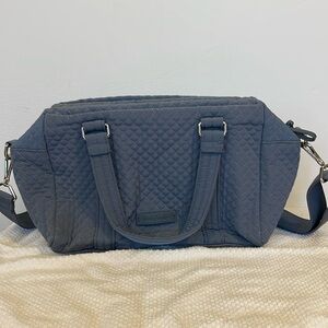 Vera Bradley Gray satchel with a Crossbody strap and a pretty floral lining.